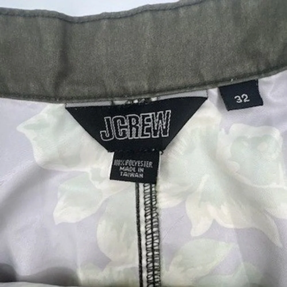 J.Crew Board Shorts Mens 32 Olive Green Tropical Floral Good Lace Up Swim Trunks